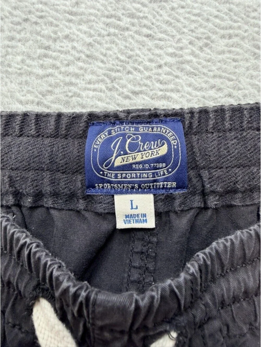 J Crew Mens Drawstring Shorts L Charcoal Gray Cotton Stretch Casual